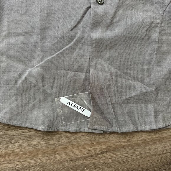 NWOT Alfani Silk Oxford Button Down Shirt, Medium, Gray - Picture 3 of 4